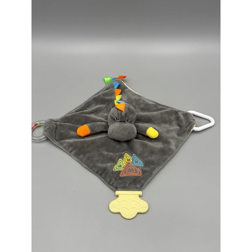 Stephan Baby Gray Dragon Lovey Plush Baby Teether Rattle Security Blanket